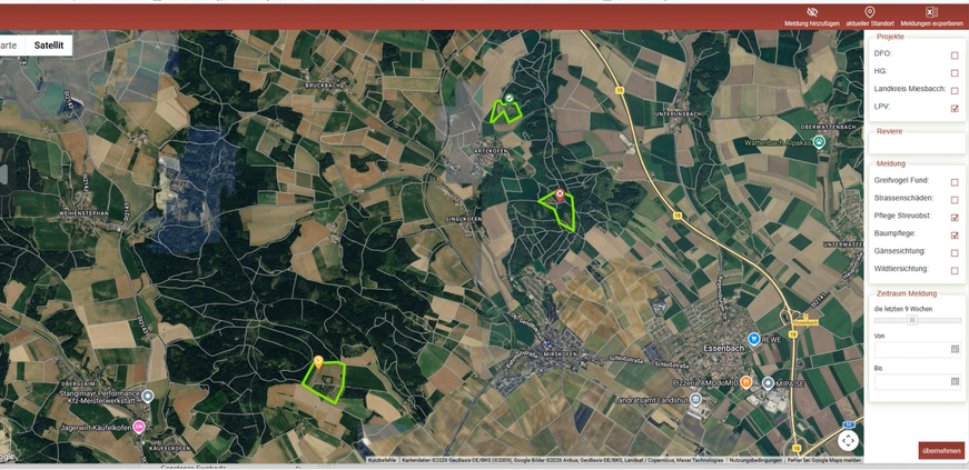 Vorläufige Kartenansicht von saprima MapProjects
